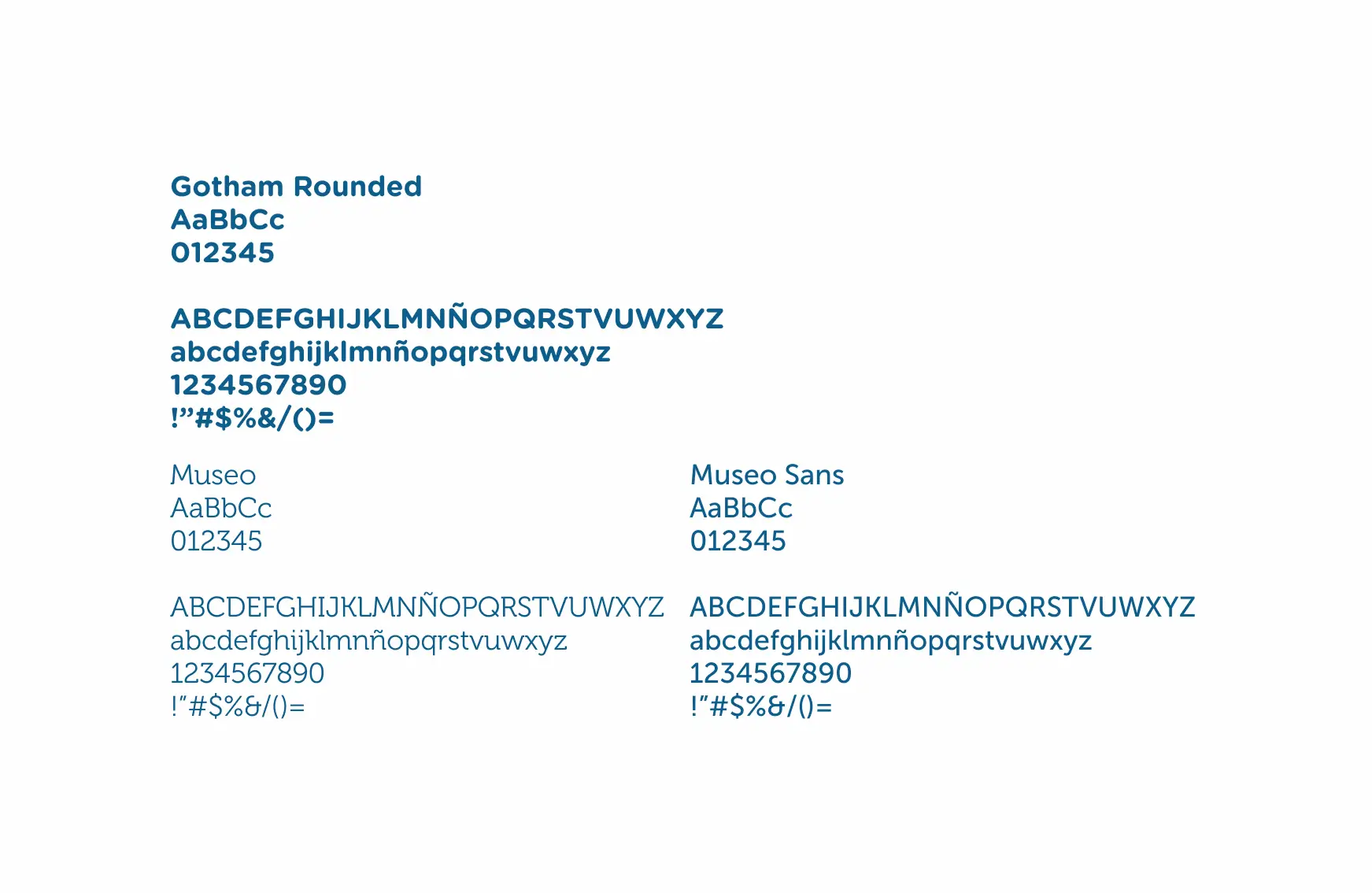 Dentavit typography system showing Gotham Rounded and Museo typefaces